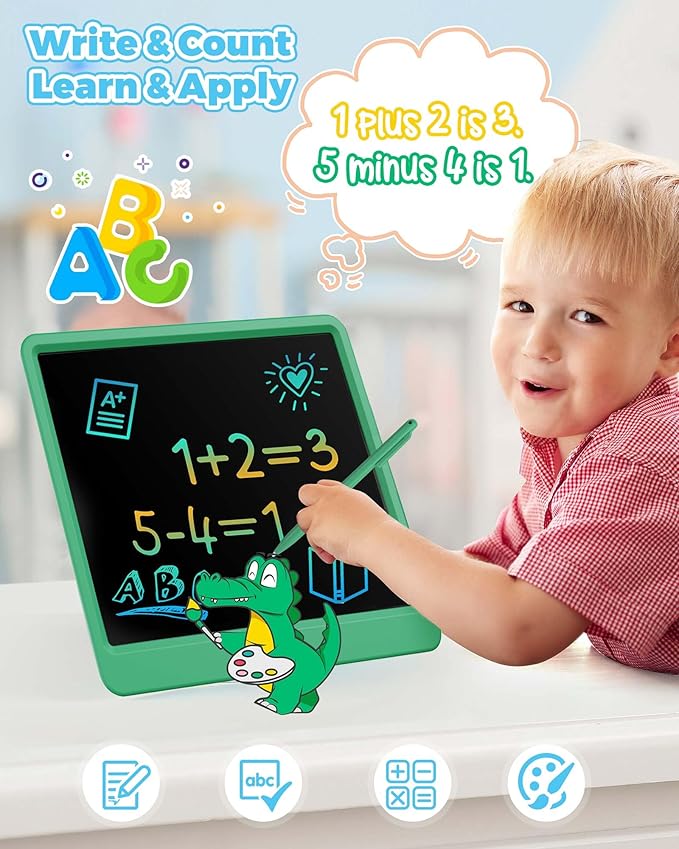 KOKODI 12 Inch LCD Writing Tablet with Anti-Lost Stylus Erasable Doodle Board Colorful Toddler Drawing Pad Car Travel School Games Toys for 3 4 5 6 7 8 Kids Birthday Gift for Girls Boys Adults Green