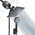 NearMoon Filtered Rain Shower Head, High Pressure 8″Square, and 5 settings Handheld Shower Filter Combo with Self-adhesive Holder/1.5M Hose -1 Replaceable Filter Cartridge (Matte Black)