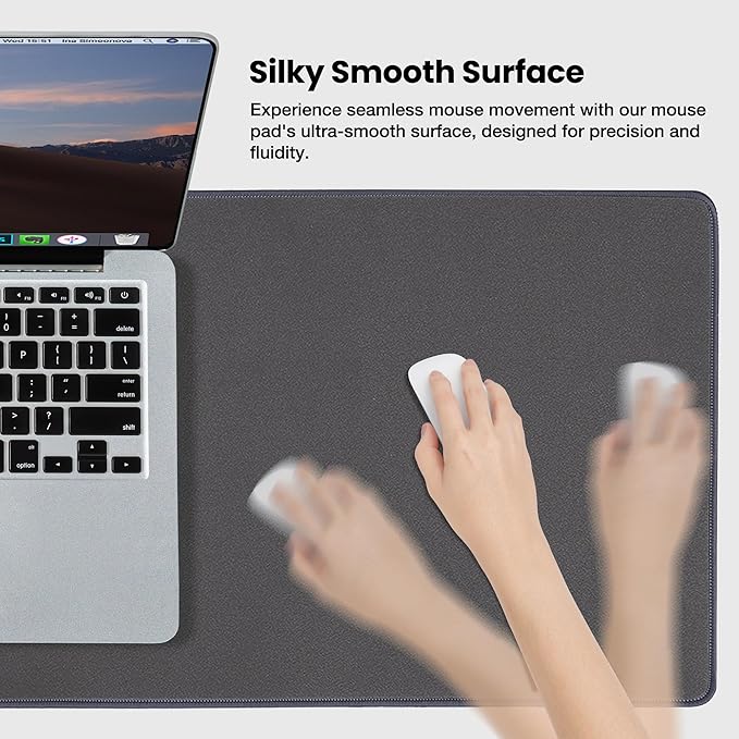 ALOANES Waterproof Mouse Pad with Durable Stitched Edge, XXXL gaming Keyboard Pad, Non-Slip Rubber Base Mouse Mat, Extended Desk pad for Gamer, Office & Home, Dark Gray Mousepad 35.4''x 15.7''x 0.12''