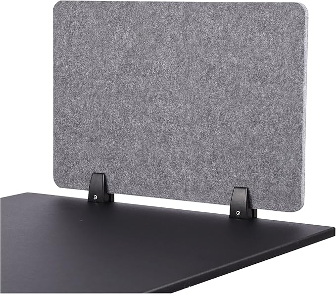 Stand Up Desk Store ReFocus Raw Clamp-On Acoustic Desk Divider Mounted Privacy Panel to Reduce Noise and Visual Distractions (Castle Gray, 23.6" x 16")
