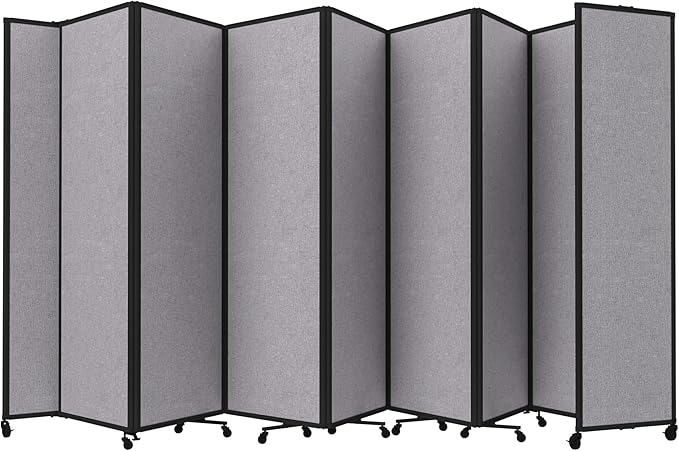 Versare Room Divider 360 Portable Wall Partition | Folding Panels | Large Freestanding Divider | Locking Wheels | Temporary Room Separator