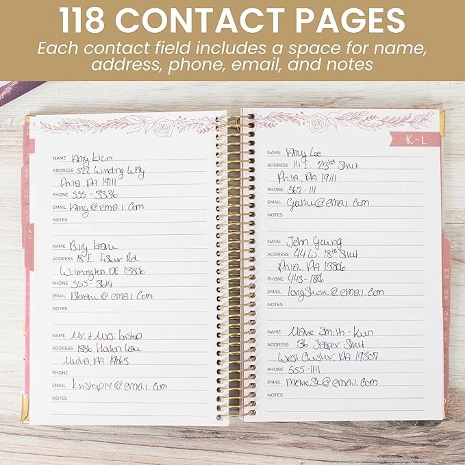 bloom daily planners Hardcover Contacts Address Password Book - Alphabetical Organizer with Tabs - 6” x 8.25" - Daydream Believer