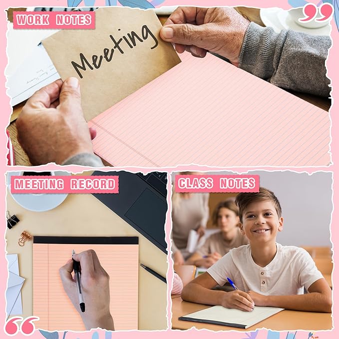 Fuutreo 8 Pcs 8.5'' x 11'' Colored Legal Pad Writing Pads Narrow Ruled 50 Sheets Per Notepad Perforated Writing Notepad Office Supplies for College Office Business (Sweet Color)