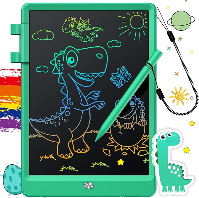 FLUESTON LCD Writing Tablet, Doodle Board Toys Gifts for 3-8 Year Old Girls Boys, 10 Inch Colorful Electronic Board Drawing Pad for Kids, Gifts for Toddler Educational Learning Travel Christmas, Green