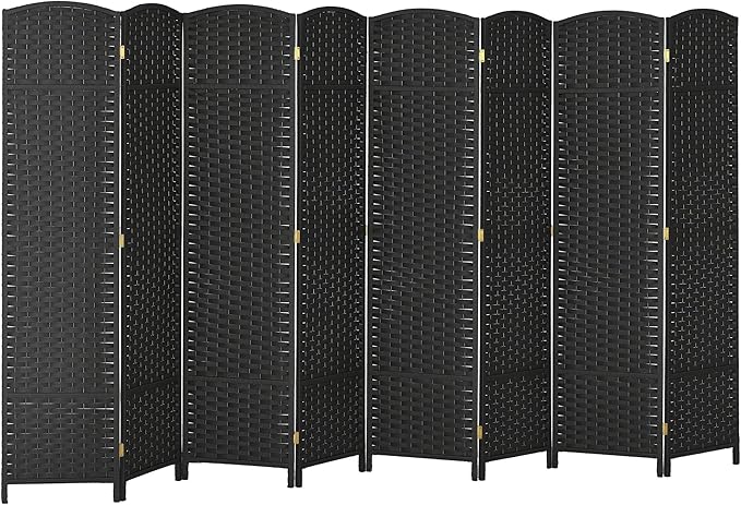 HOMCOM Room Divider, 8 Panel Folding Privacy Screen, 5.6' Tall Freestanding Wall Partition for Home Office, Bedroom, Black