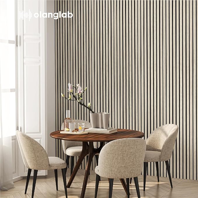 Olanglab Wood Slat Wall Panels 4 Pack, Wooden Acoustic Wall Panels, 94.5"x12.6" Each 3D Wall Panels for Interior Wall Decor (Light Oak-Extendo Trio)