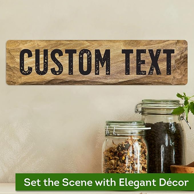 Custom Sign, Christmas Gift Custom Street Sign, 11 Font Colors, 13 Font Styles, 4 Hole Options, 22 Sizes, 3x12 Inches, Rust Free DiBound, Fade Resistant, Made in USA by My Sign Center (Stone)