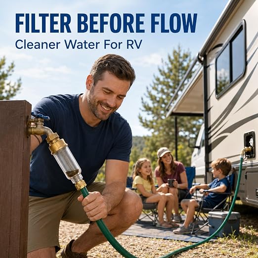 2 Pack Sediment Water Filter for Washing Machine, 50 Micron Reusable Inline Water Pre-Filter with Brass Adapters, Stainless Steel Screen Mini Filter for Water Heater, Shower, Faucet, RV & Garden Hose