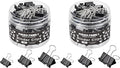 100pcs Binder Clips Assorted Sizes, Black Paper Clamps, Medium, Small, Mini 3 Sizes with Box for Office, School and Home (Pack of 2)
