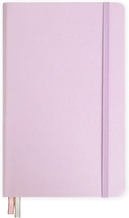 Minimalism Art, Premium Hard Cover Notebook Journal, Classic 5" x 8.3", 122 Numbered Pages, Gusseted Pocket, Ribbon Bookmark, Extra Thick Ink-Proof Paper 120gsm, San Francisco (Squared, Pink)