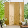 Cozy Castle Wood Room Divider, 4 Panels Folding Privacy Screen, 66.9'' Wall Divider, Barnwood Room Separator, Freestanding Partition, Temporary Wall for for Home Office Restaurant Decorative, Natural