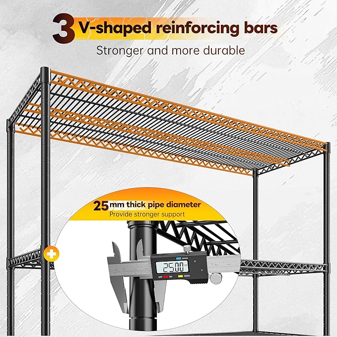 REIBII 2560LBS Storage Shelves 55.5"W Metal Shelving Unit 4 Tier Wire Shelving Commercial Adjustable Garage Shelving Heavy Duty for Storage Rack for Pantry, Garage, Kitchen, 55.5"W x 18"D x 55.5"H