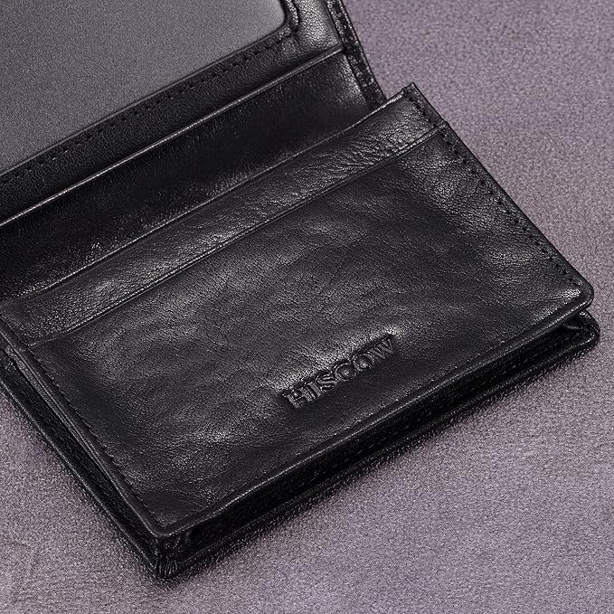 Leather Business Card Case Holder for Men & Women, Italian Calfskin