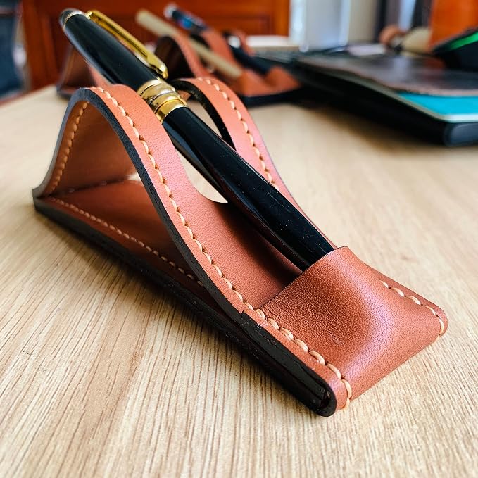 Leather Fountain Pen Stand, Leather Pen Holder Office Pen Stand Gift for Boss, Husband, Wife, Friends or coworker, Leather Pen Stand for Desk gift for him her