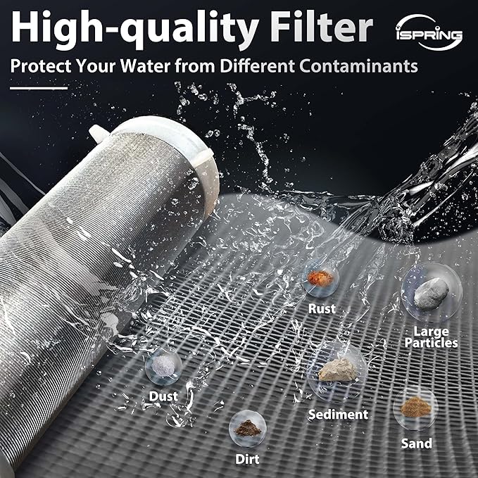 iSpring WGB21B 2-Stage Whole House Water Filtration System & WSP-100 Reusable Whole House Spin Down Sediment Water Filter, 100 Micron Flushable Prefilter Filtration