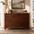 Jacob Solid Wood 5-Drawer Dresser for Bedroom, Living Room（Walnut）