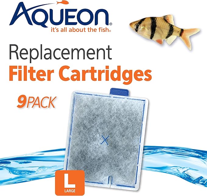 Aqueon Aquarium Fish Tank Replacement Filter Cartridges Large - 9 pack