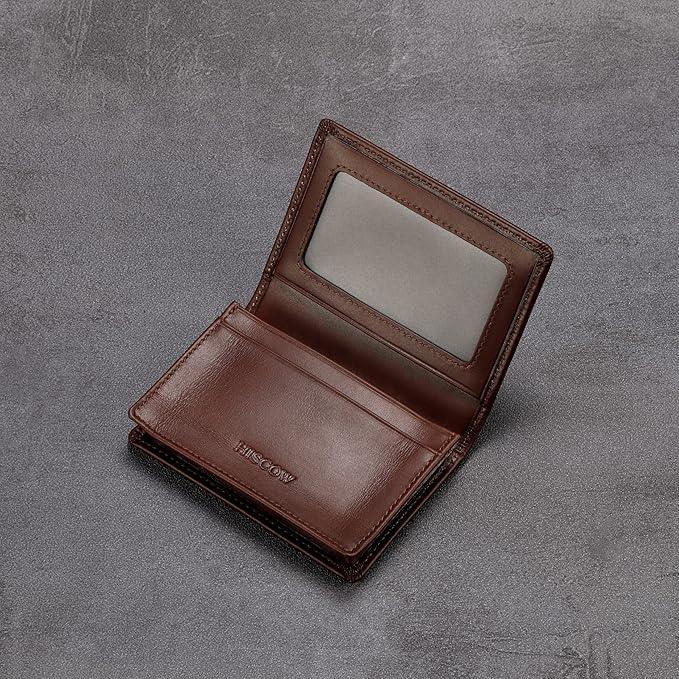 Leather Business Card Case Holder for Men & Women, Italian Calfskin