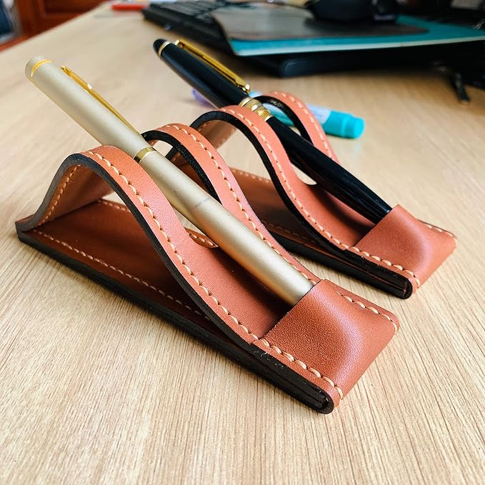 Leather Fountain Pen Stand, Leather Pen Holder Office Pen Stand Gift for Boss, Husband, Wife, Friends or coworker, Leather Pen Stand for Desk gift for him her