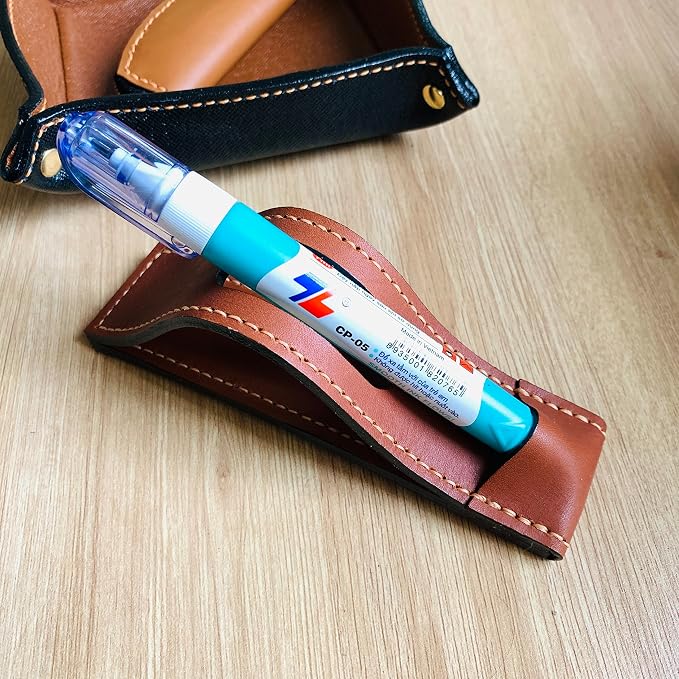 Leather Fountain Pen Stand, Leather Pen Holder Office Pen Stand Gift for Boss, Husband, Wife, Friends or coworker, Leather Pen Stand for Desk gift for him her