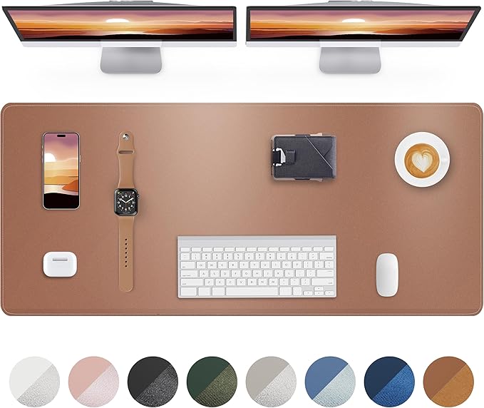Large Desk Mat - 48" x 17"Leather Desk Pad Protector, Office Desk Mat, Non-Slip PU Leather Large Mouse Pad, Waterproof Desk Blotter Mat, Desk Cover for Office and Home (Champagne Gold)