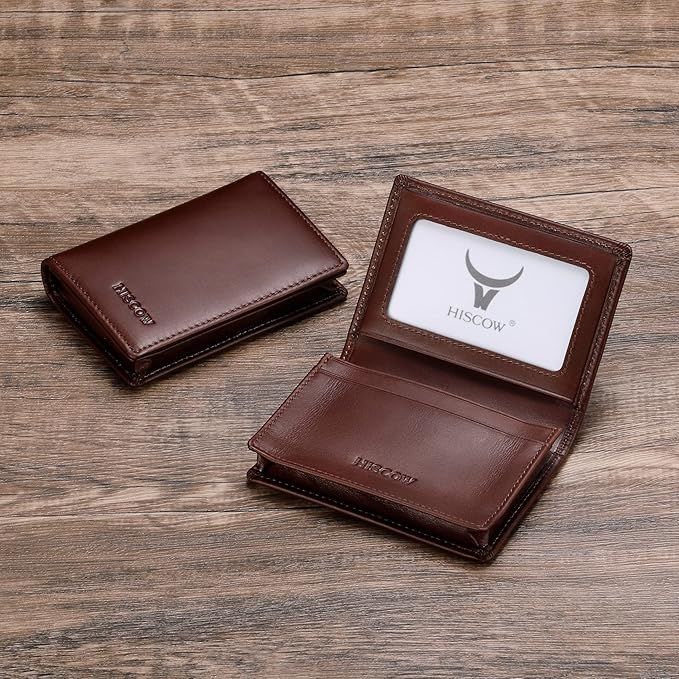 Leather Business Card Case Holder for Men & Women, Italian Calfskin