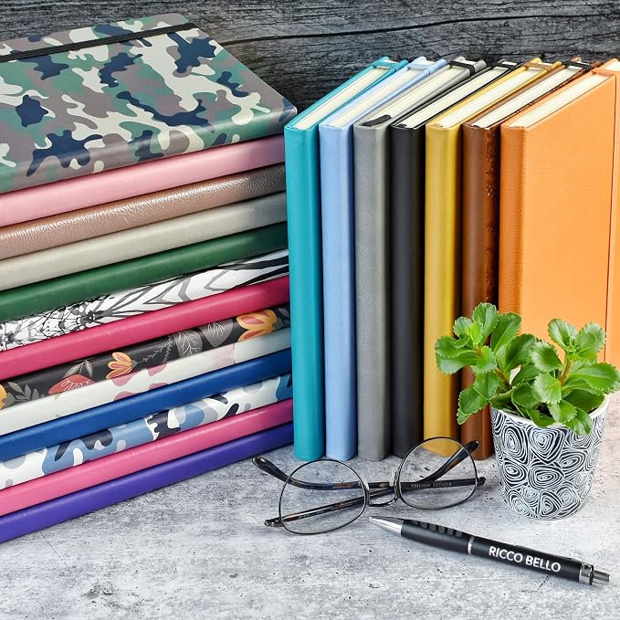 RICCO BELLO Lined Journal Notebook, Hummingbird | Faux Leather Hardcover, With Pen Holder, 96 Sheets / 192 Pages, College Ruled, 5.7 x 8.4 Inches