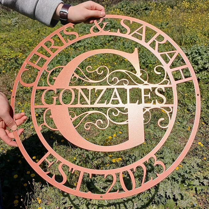 Personalized Family Name Sign, Split Letter Monogram Wall Art Decor, Durable Steel Family Last Name Decor, Custom Signs Indoor or Outdoor, Personalized Wedding Gifts, Housewarming Gift