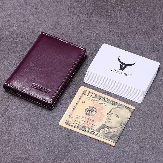 Leather Business Card Case Holder for Men & Women, Italian Calfskin