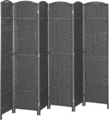 HOMCOM Room Divider, 6 Panel Folding Privacy Screen, 5.6' Tall Freestanding Wall Partition for Home Office, Bedroom, Charcoal Gray