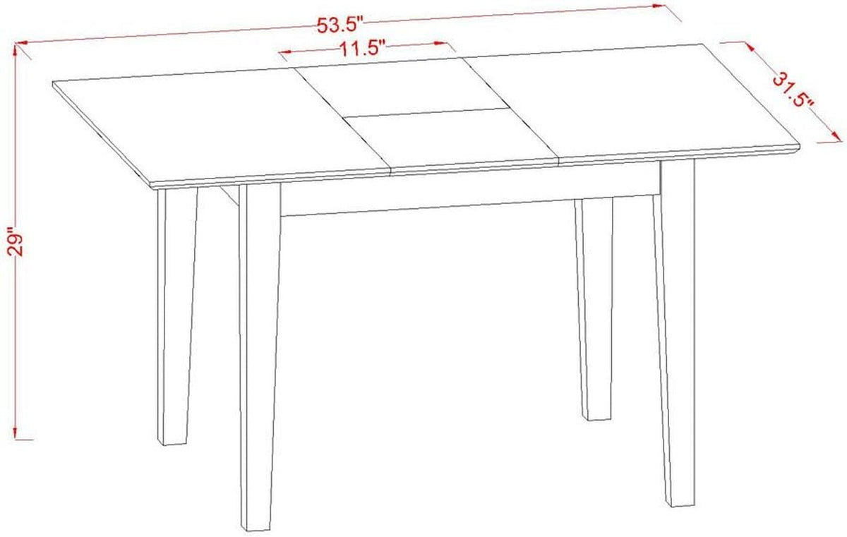 NFT-MAH-T Norfolk Dining Room Table - a Rectangle Kitchen Table Top with Butterfly Leaf, 32X54 Inch, Mahogany