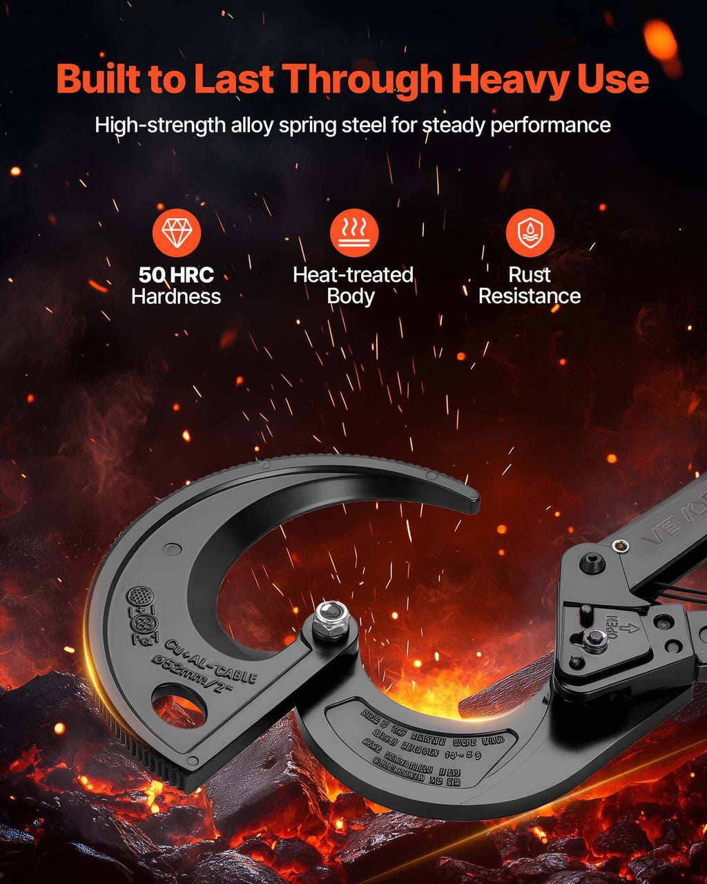 Ratcheting Cable Cutter, Spring Steel Blades with Insulated Handles, Quick-Release Button, Heavy Duty Ratchet Cable Wire Cutter for Cutting Copper & Aluminum Cables Up to 800 MCM / 400 mm²