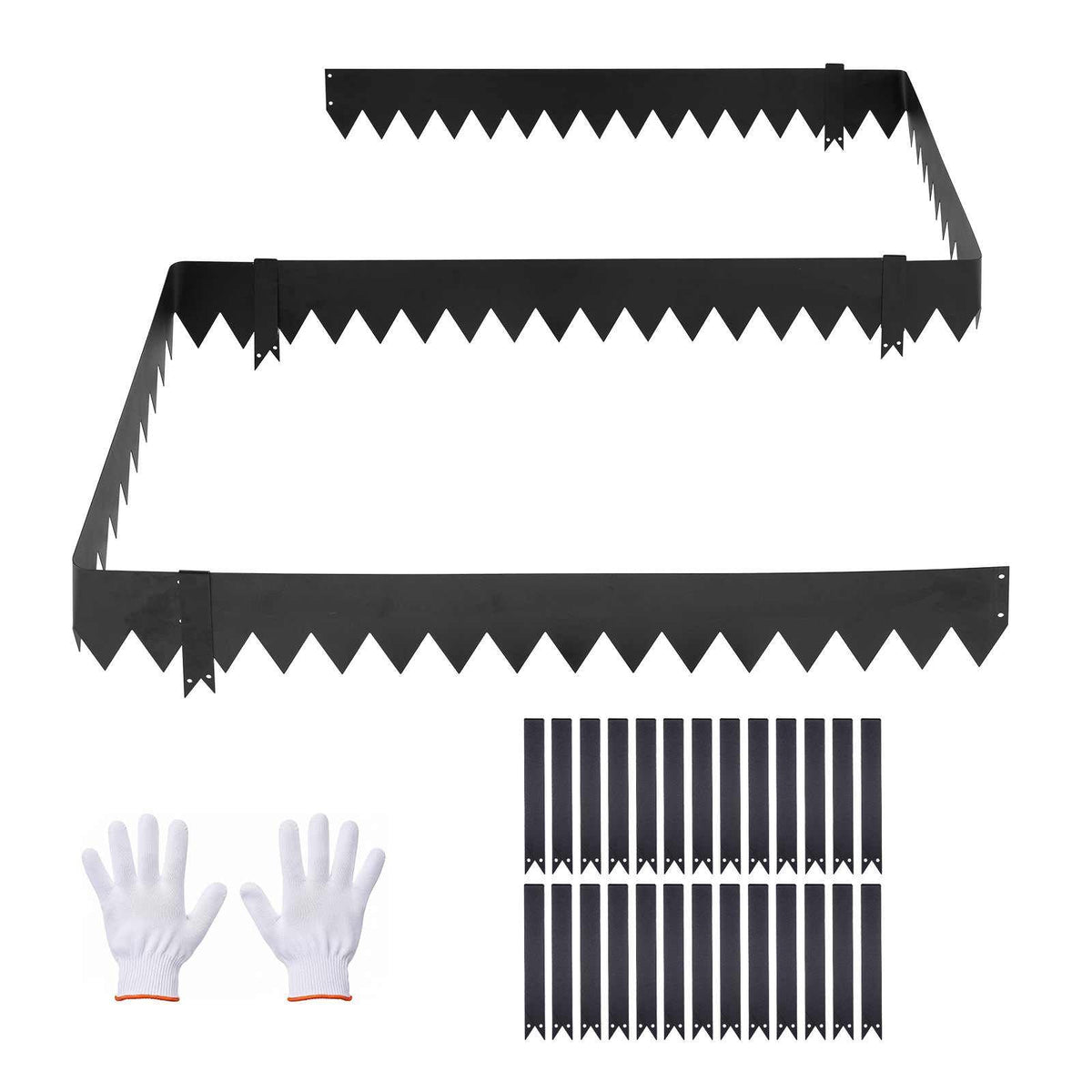 Galvanized Steel Landscape Edging, 30-Pack 40 x 6 Inch Metal Edging for Landscaping with 32 Mounting Clips, Heavy Duty Metal Garden Edge Border for Flower Bed, Yard Pathway, Black