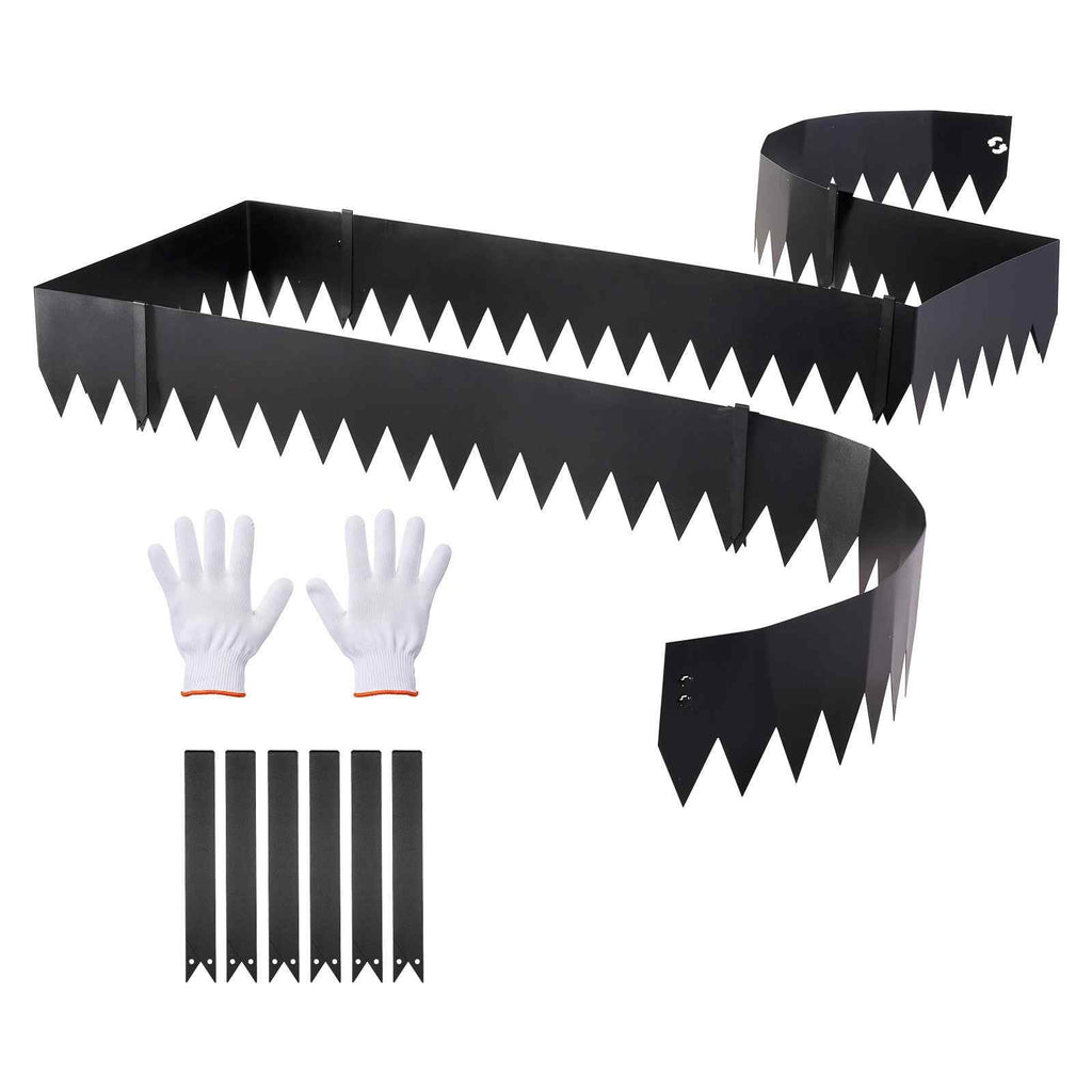 Galvanized Steel Landscape Edging, 6-Pack 40 x 8 Inch Metal Edging for Landscaping with 6 Mounting Clips, Bendable Metal Garden Edge Border for Flower Bed, Yard Pathway, Black