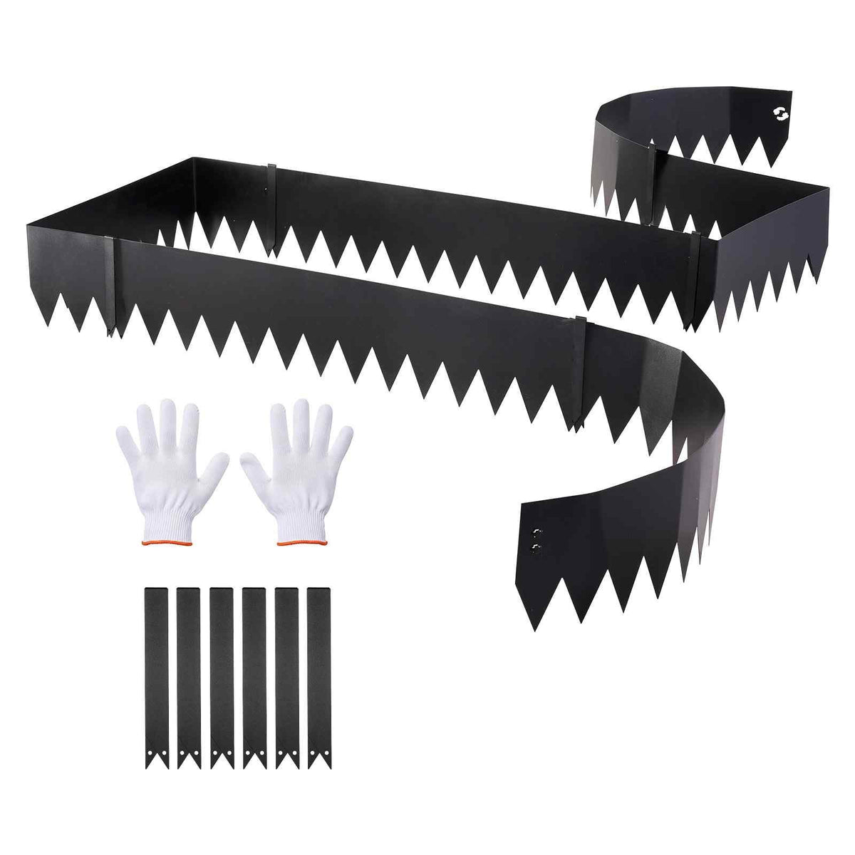 Galvanized Steel Landscape Edging, 6-Pack 40 x 8 Inch Metal Edging for Landscaping with 6 Mounting Clips, Bendable Metal Garden Edge Border for Flower Bed, Yard Pathway, Black