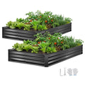 2 Pack Galvanized Raised Garden Beds, 8 x 4 x 1 ft, Rectangular Metal Planter Boxes Kit Outdoor, Bottomless Elevated Planting Box with Gloves, Alu-Zinc, for Growing Flowers Vegetables, Dark Gray