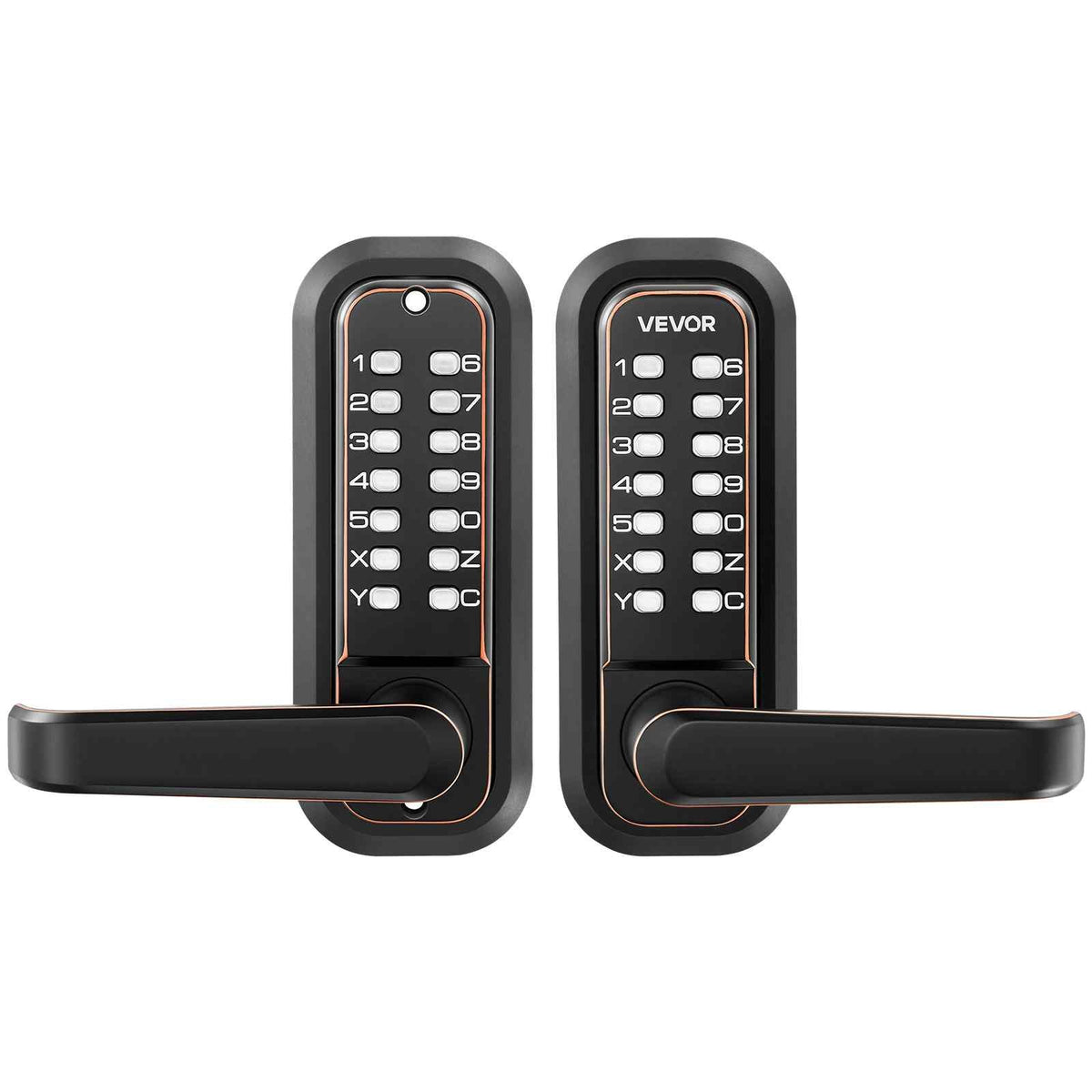 Mechanical Keyless Entry Door Lock, 2.0 Code Upgrade, 4-7 Digits Code, Double-Sided Push Button Combination Keypad Door Lock with Handle, Auto Locking, for Indoor or Outdoor, Oil-Rubbed Bronze
