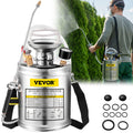 1 Gallon Stainless Steel Sprayer, 12" Wand & 3FT Reinforced Hose, Hand Pump Sprayer with Pressure Gauge, Safety Valve & Adjustable Nozzle, Garden Weed Sprayer for Lawn, Gardening, Sanitizing
