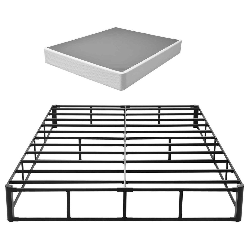 Box Spring, Queen Size Bed Frame with Washable Fabric Cloth, Heavy Duty Metal Frame for Queen Bed, 9.1 in Mattress Foundation, 3500 lbs Max Weight Capacity, Easy Assembly, 79.1 x 59.6 x 9.1 in