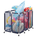 Pool Storage Bin, 48 x 33 x 39 in, Rolling Pool Float Storage Organizer with Casters, Durable Plastic Frame, Poolside Toys Noodles Holder, Breathable Mesh Basket for Swimming Pools