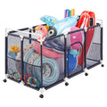Pool Storage Bin, 62.6 x 32 x 36 in, Rolling Pool Float Storage Organizer with Side Pockets & Casters, Durable Plastic Frame, Poolside Toys Noodles Holder Mesh Basket for Swimming Pools